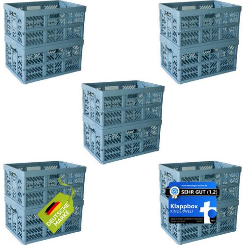 KiNDERWELT 10 x Robuste Profi - Klappbox 45 L bis 50 kg - Faltbox, Kiste, Korb zur Aufbewahrung, Transport - blau