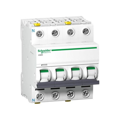 Schneider Electric Acti9 ic60n 3p-n 63a dobbelt terminal c-karakteristik 6/10ka 230v b:72 mm