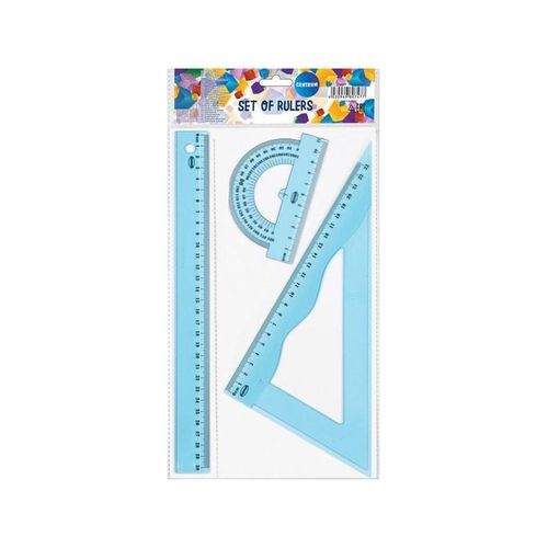 CENTRUM Geometry set 30 cm. 3 pieces. Clear plastic