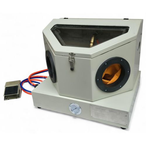 Sandstrahlkabine 30l Sandstrahlgerät mit Fußpedal inkl. Zubehör | Sandstrahler mit Beleuchtung | Druckluft Strahlgerät