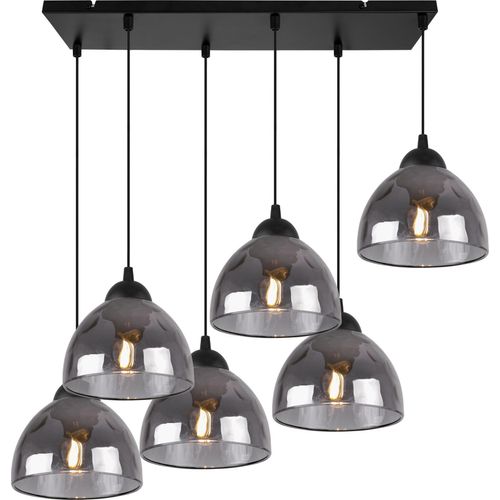 Hängelampe Venice 6-flammig mit graphitfarbenen Glas Lampenschirmen E27
