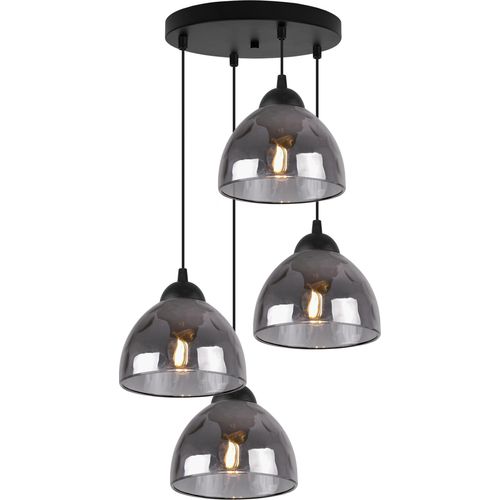 Hängelampe Venice 4-flammig mit graphitfarbenen Glas Lampenschirmen E27