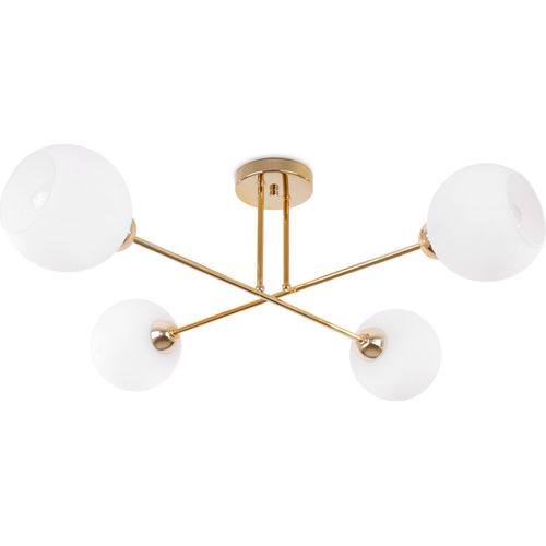 Deckenlampe Asturia gold 4-flammig mit weißem Glasschirm E27