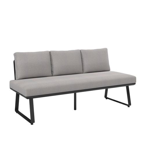 Ambia Garden Gartenbank , Schwarz, Hellgrau , Metall, Textil , 177x74.7x73.3 cm , mit Rückenlehne , Gartenmöbel, Gartenbänke, Gartenbänke