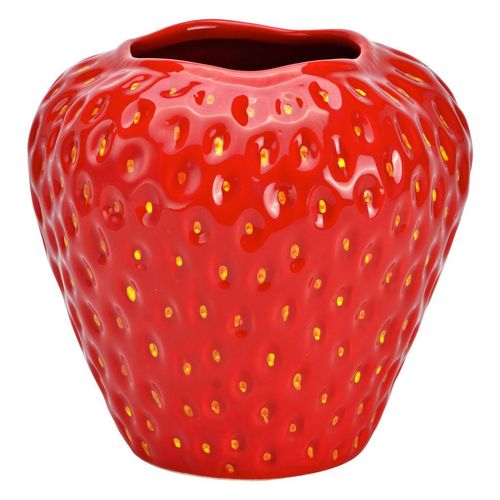 Vase , Rot , Keramik , 16.5x17.2x16.7 cm , Dekoration, Vasen, Keramikvasen