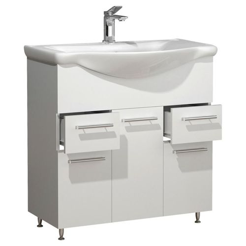 Mid.you Waschtischkombi , Weiß , Metall , 2-teilig , 2 Schubladen , 75 cm , stehend , Badezimmer, Waschbecken & Armaturen, Waschtische