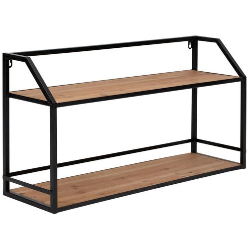 Livetastic Wandregal , Natur, Schwarz , Holz, Metall , Tanne,Tanne , massiv , 2 Fächer , 70x36.5x20 cm , FSC , Küchen, Küchenmöbel, Küchenregale