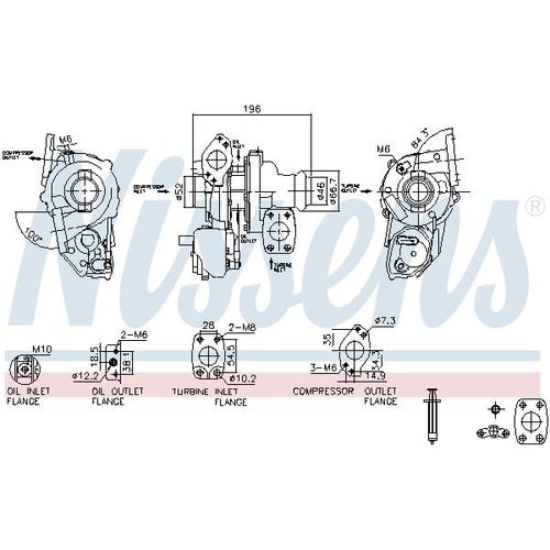 NISSENS Lader, Aufladung mit Dichtungen für PEUGEOT FIAT CITROËN VAUXHALL OPEL DS 6001080030 9820728080 3553757 93514
