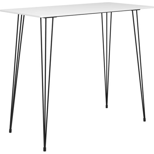 Bartisch in Weiß, mit den Maßen 120 x 60 x 105 cm, aus MDF und Metall gefertigt
