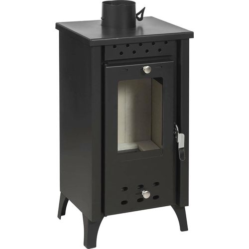 Holzofen Aquino, Holzkamin, Holzfeuerstelle, Rustikaler Ofen, Italy, 39x33 h74 cm, Schwarz