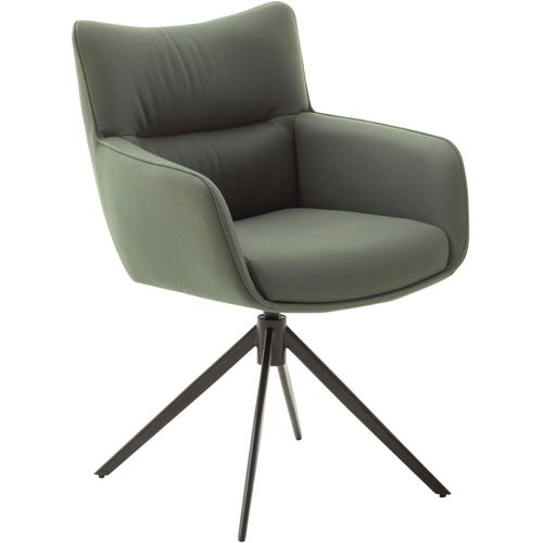 4-Fußstuhl MCA FURNITURE "LIMONE", grün (olive, schwarz matt lackiert, olive), B:61cm H:88cm T:63cm, Leder, Stühle, (Set, 2 Stck), 360 drehbar, Belastbarkeit 120 kg, Sitzhöhe ca. 49 cm