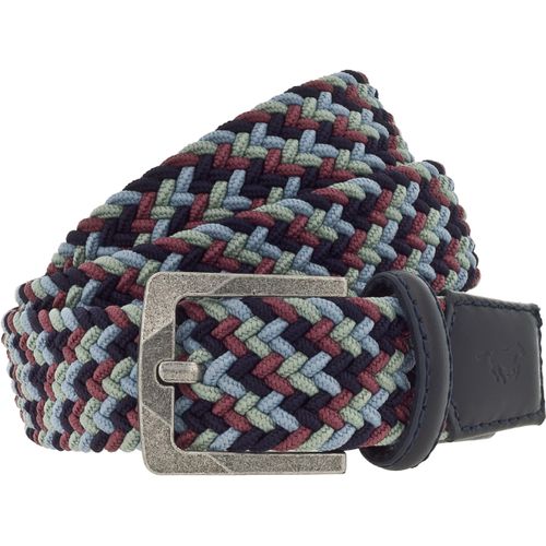 Flechtgürtel MUSTANG, Herren, Gr. 125, bunt (multicolor), Materialmix, Flechtoptik, mehrfarbig, Gürtel, Elastisch in Flechtoptik, mit markanten Lederdetails, 3,5 cm