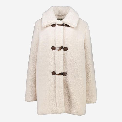 Cremefarbener Sherpa-Mantel aus Kunstfell