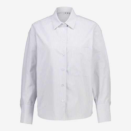 Weiße Hemdbluse mit Streifenmuster