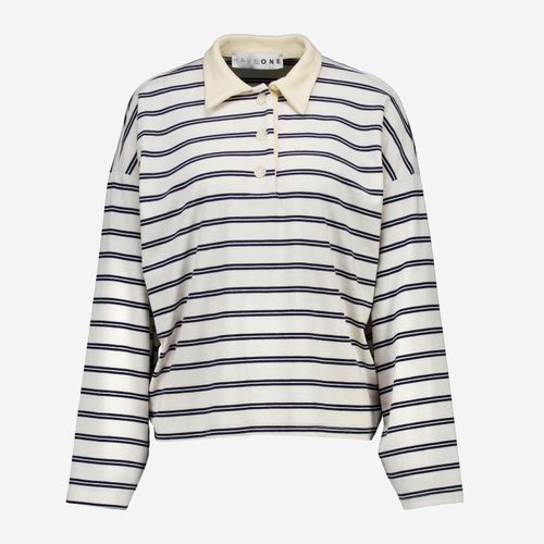 Weißes Overized langärmliges Poloshirt