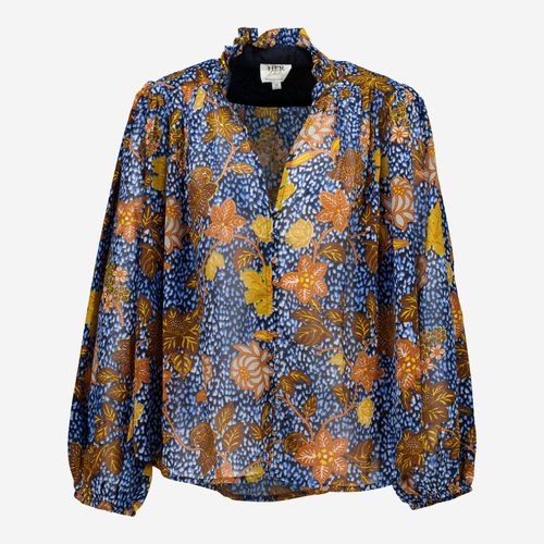 Mehrfarbige Bluse mit Blattmuster