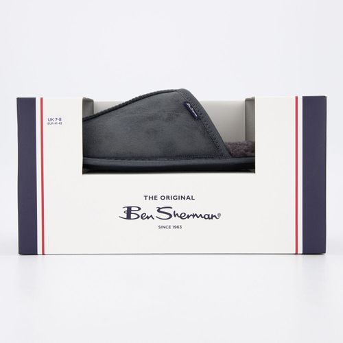 Graue Hausschuhe aus Wildlederimitat