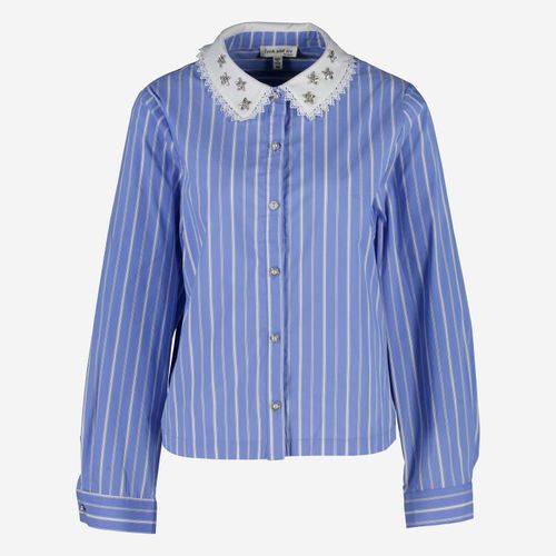 Blau-weiße Hemdbluse mit Streifenmuster