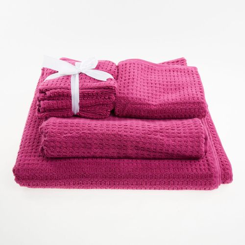 Violettes Badetuch mit Waffelstruktur