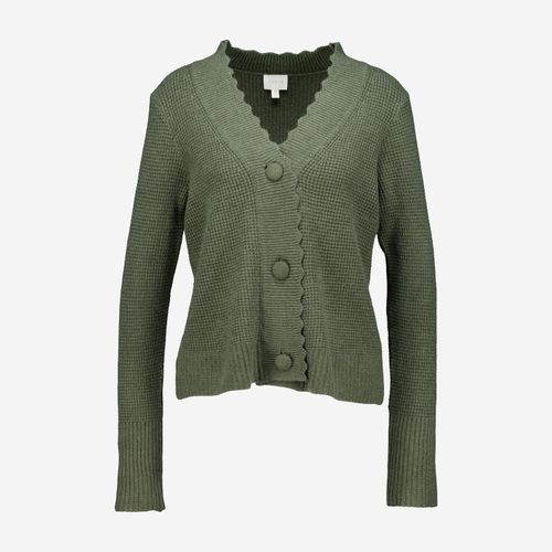 Dunkelgrüne Strickjacke mit Waffel-Piqué Image