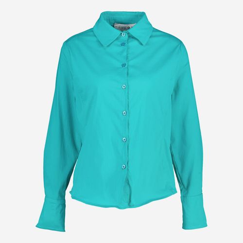 Blaue Hemdbluse mit Draht-Abschlüssen