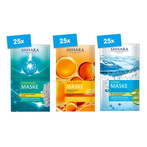 Shisara Gesichtsmasken 2 x 8 ml, verschiedene Sorten, 75er Pack