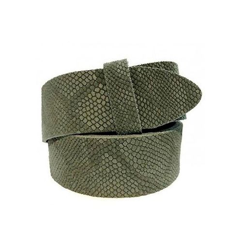 Gürtelriemen RETTUNGSRING GÜRTEL, Damen, Gr. 11,5, grün (khaki), Rindsleder, gemustert, Gürtel