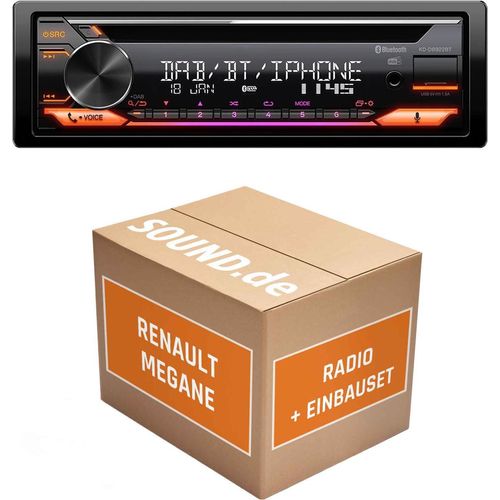 Autoradio Einbaupaket JVC KD-DB922BT passend für Renault Mégane 1 + Udate List | Bluetooth Telefonieren Audiostreaming