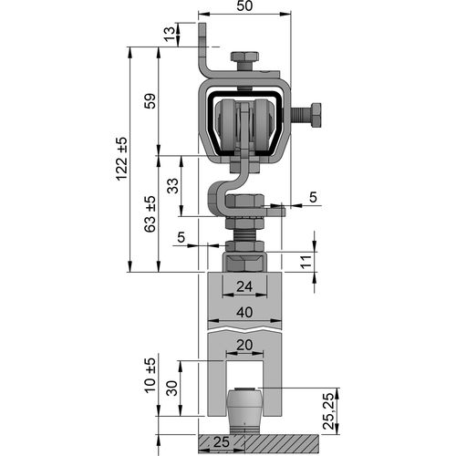 Schiebetorgarnitur SP300W101 verz.blau L.2000mm
