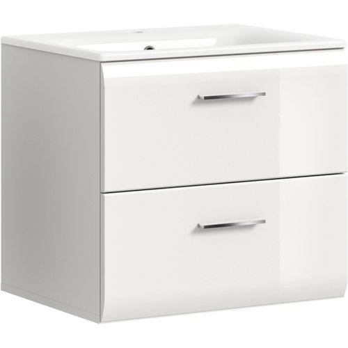 Waschbeckenunterschrank INOSIGN, weiß nb, weiß hochglanz tiefzieh, B:60cm H:53cm T:46cm, MDF, Spanplatte, Schränke, Florenz, Waschtisch inkl. Waschbecken, Weiß Hochglanz Tiefzieh