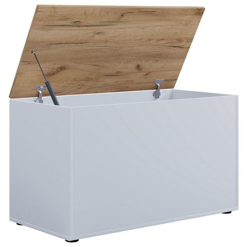 Mid.you Truhe Bendola , Weiß, Honigeiche , Holzwerkstoff , 82x49x44 cm , Ordnen & Aufbewahren, Truhen