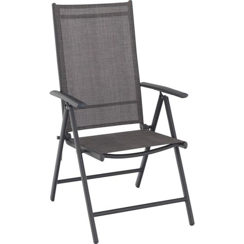 Xora Gartenklappsessel, Anthrazit, Braun, Metall, Textil, Flachrohr, 56x106x64 cm, klappbar, Gartenmöbel, Gartenstühle, Gartenklappstühle