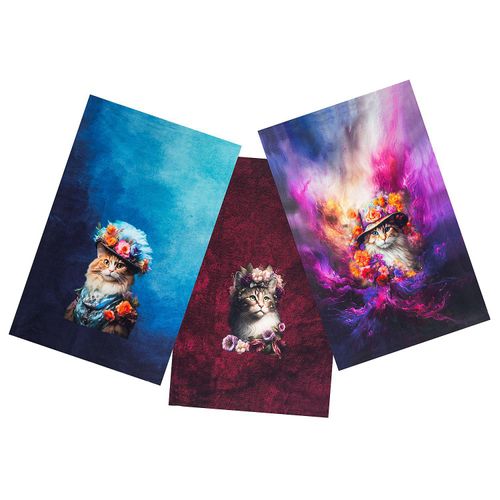 Digital-French-Terry-Coupon "Katzen", bunt
