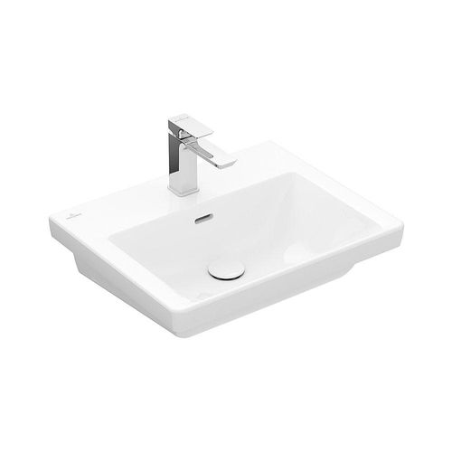 Villeroy & Boch Waschbecken Subway 3.0 55 550x440mm rechteckig 1 Hahnloch mit Überlauf Weiß Alpin CeramicPlus 4A7055R1 Image