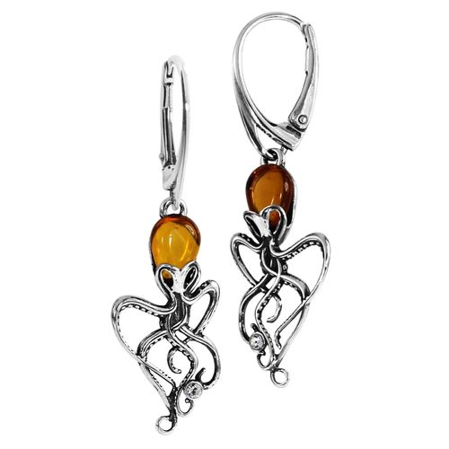 Paar Ohrhänger OSTSEE-SCHMUCK "Ostsee-Schmuck Ohrhänger Tintenfisch Ohrhänger Tintenfisch", weiß, Ohrringe, Damen, 42 x 14mm, Silber 925 (Sterlingsilber)