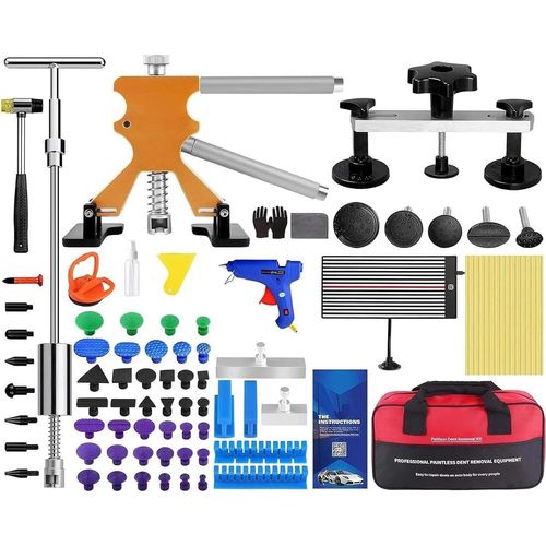 Dellenreparatur-Set fürs Auto - PDR lackschadenfrei - Dellenheber - Brückenabzieher - T-Stange - Dellenzieher - Gelb