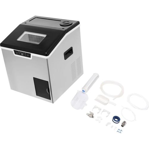 Eismaschine, zerstoßenes Eis und Eiswürfelfunktion, LCD-Display, Silber