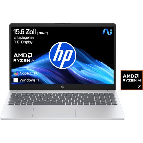 HP Notebook "OmniBook 3 NG AI", silber (glacier silber), 32 GB RAM 1.000 GB SSD, Ryzen™ AI 7, Windows 11 Home, Notebooks, Topseller