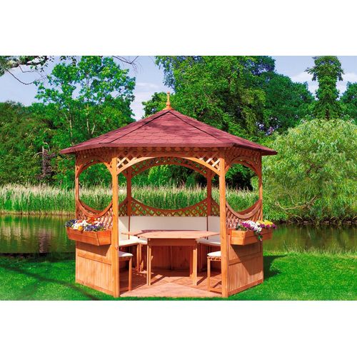 Pavillon-Fußboden PROMADINO, braun, B:270cm H:3cm T:270cm, Holzwerkstoff, Gartenhaus-Fußböden, für Pavillons