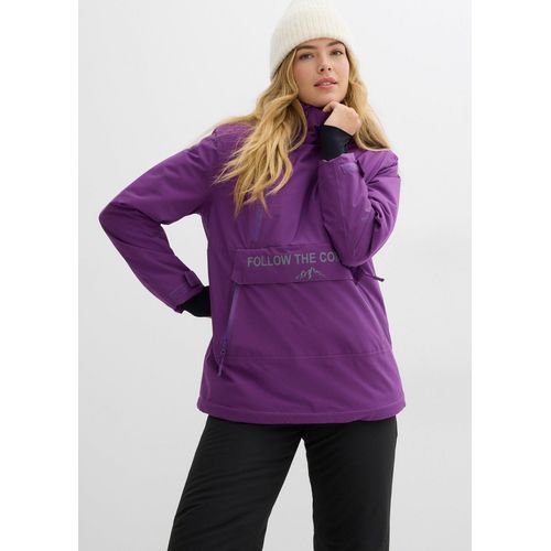 bonprix Gefütterter Windbreaker, lila, Gr.52, Wasserdichte Skijacke zum Reinschlüpfen mit weichem Fleece-Futter, aus Fleece