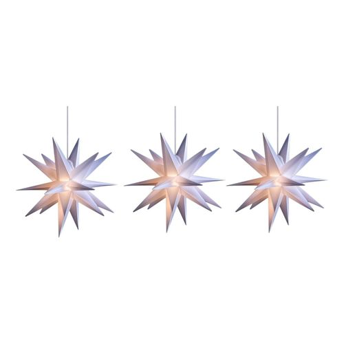 3er Sparset Weihnachtssterne LED Dekosterne 25cm Weiss für AUSSEN Kabel mit Trafo 3D Stern 18 Zackig Leuchtstern Weihnachtslicht Winterbeleuchtung 3D Stern Weihnachtslicht