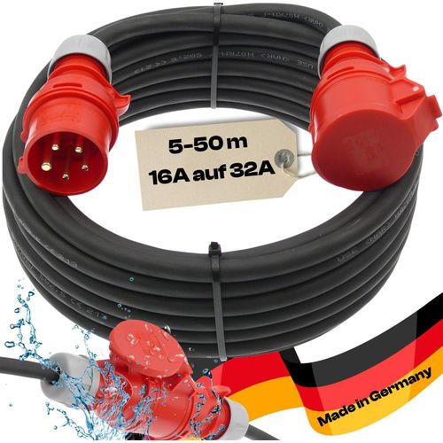 CEE Adapter PCE 16A Stecker auf 32A Dose 5G2,5 H07RN-F wahlw Phasenwender 5-50m, Phasenwender:ja, Länge:20m