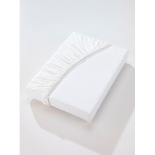 Betttuch WÄSCHEPUR Gr. 3, weiß, L:200cm, Mako-Jersey, 100% Baumwolle, Bettlaken