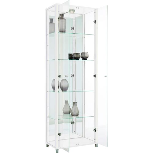 Vitrine FIF MÖBEL "OPTIMA", weiß, B:57,5cm H:172cm T:32cm, Holzwerkstoff, Sicherheitsglas ESG, Schränke, Vitrine, Standvitrine, Vitrinenschrank, Glasvitrine, Sammlervitrine, LED