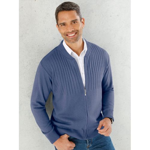Strickjacke CLASSIC, Herren, Gr. 54, blau (mittelblau), 100% Polyacryl, unifarben, Strickjacken