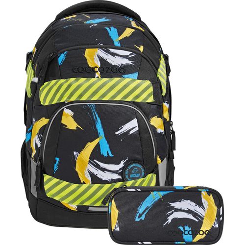coocazoo Schulrucksack-Set Schulrucksack-Set MATE, Mäppchen Neon Pull-Over