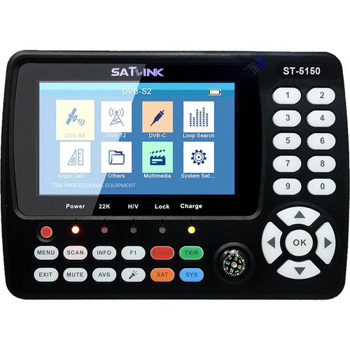 ST-5150 DVB-S2/T2/C COMBO HD Satelliten-TV-Signalfinder Digitales Handsignalmessgerät Satellitenfinder H.265 HEVC MPEG-4 4,3 Zoll TFT LCD EU-Stecker