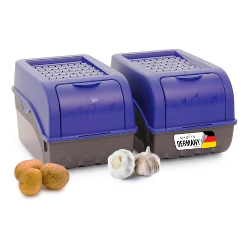 Kartoffel Aufbewahrungsbox 2x mitel 5L Marine BLAU Kartoffelbox Gemüsebox stapelbar Zwiebelbox Kartoffelkorb Obstbehälter Kartoffelkiste Zwiebel Aufbewahrung Frischhaltedose Möhren