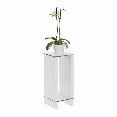 Carryhome Blumentisch, Klar, Weiß, Glas, Holzwerkstoff, quadratisch,quadratisch, 25x60x25 cm, Wohnzimmer, Wohnzimmertische, Blumenständer