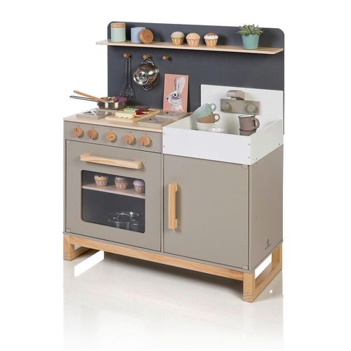 Musterkind Kinderküche Linum, Grau, Natur, Holz, Holzwerkstoff, 36x90x76 cm, EN 71, CE, Spielzeug, Kinderspielzeug, Kinderküchen